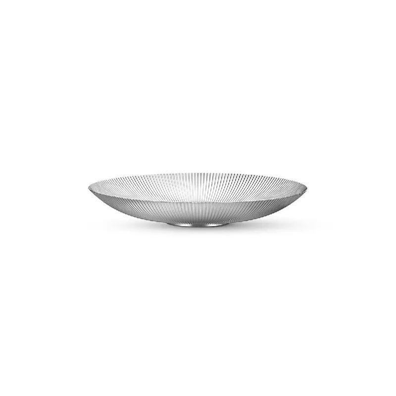 modern dinner plates for large family dinners-Georg Jensen Bernadotte Stainless Steel Low Bowl 32cm