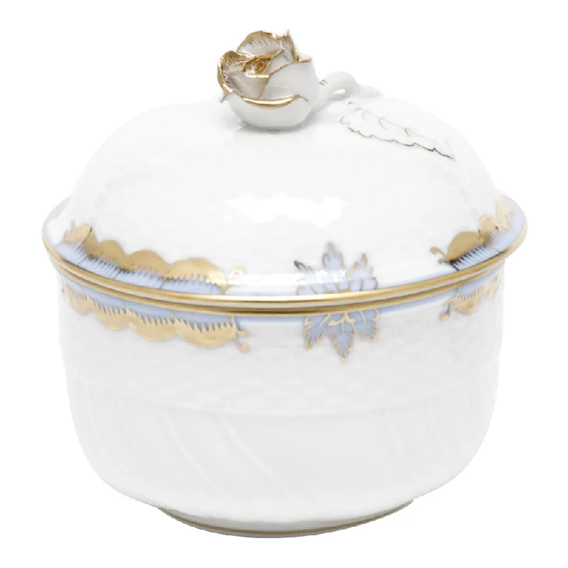 reusable dinnerware for holiday parties-Princess Victoria Covered Sugar Bowl with Rose