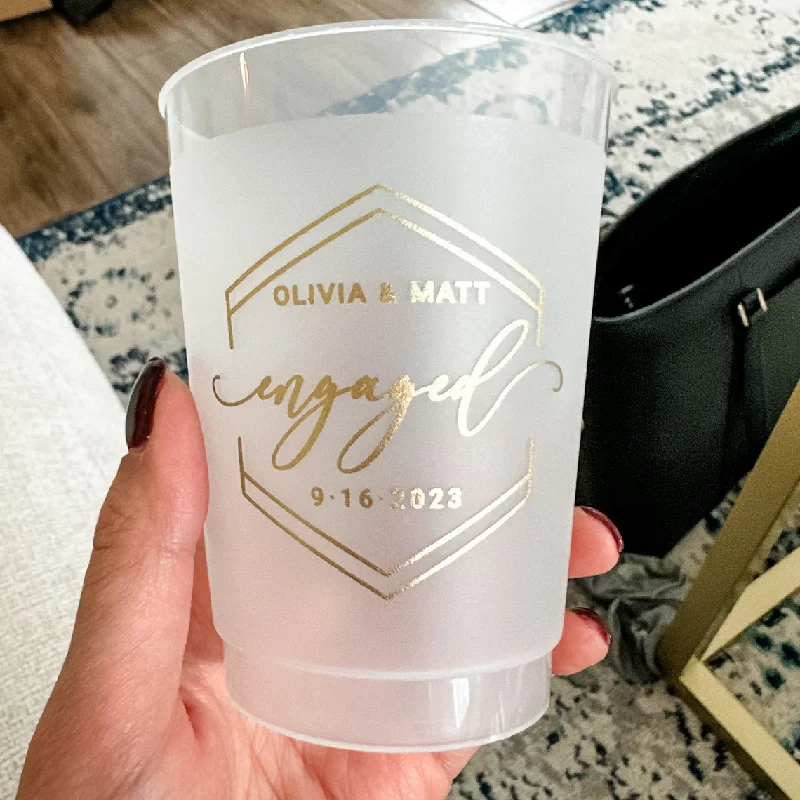 custom photo mugs for family photos-Custom Engaged Shatterproof Cups