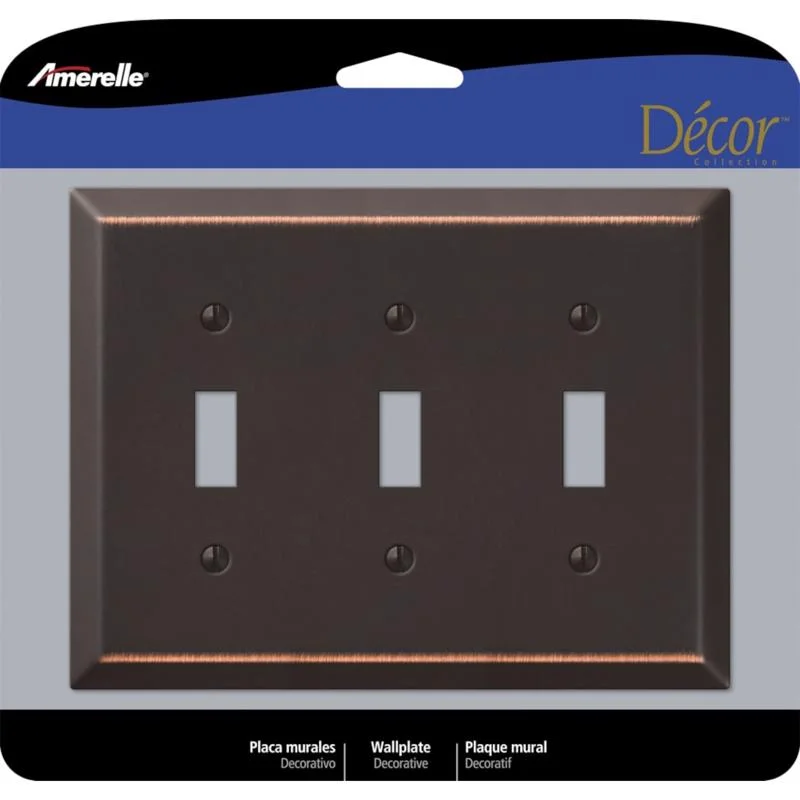 dinner plates for formal dining occasions-Amerelle Century Antique Bronze 3 gang Stamped Steel Toggle Wall Plate 1 pk