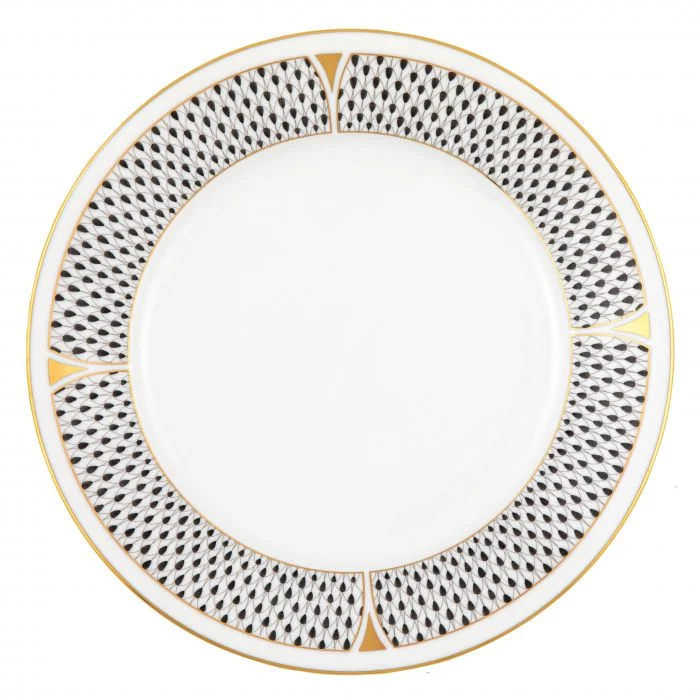 modern dinner plates for large family dinners-Herend Art Deco Dinner Plate - Black