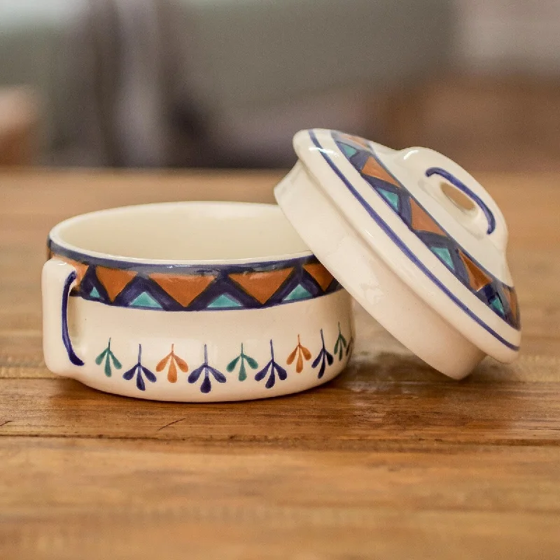 porcelain dinnerware for sophisticated dining-Novica Handmade Antigua Breeze Ceramic Salsa Bowl