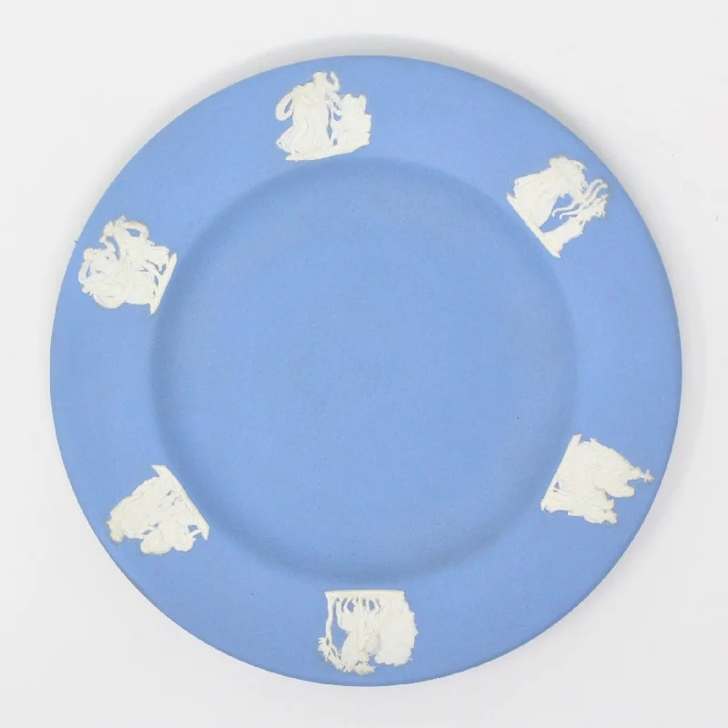 modern dinner plates with clean and simple designs-Plate, Blue Jasperware, Wedgwood, Vintage 1956