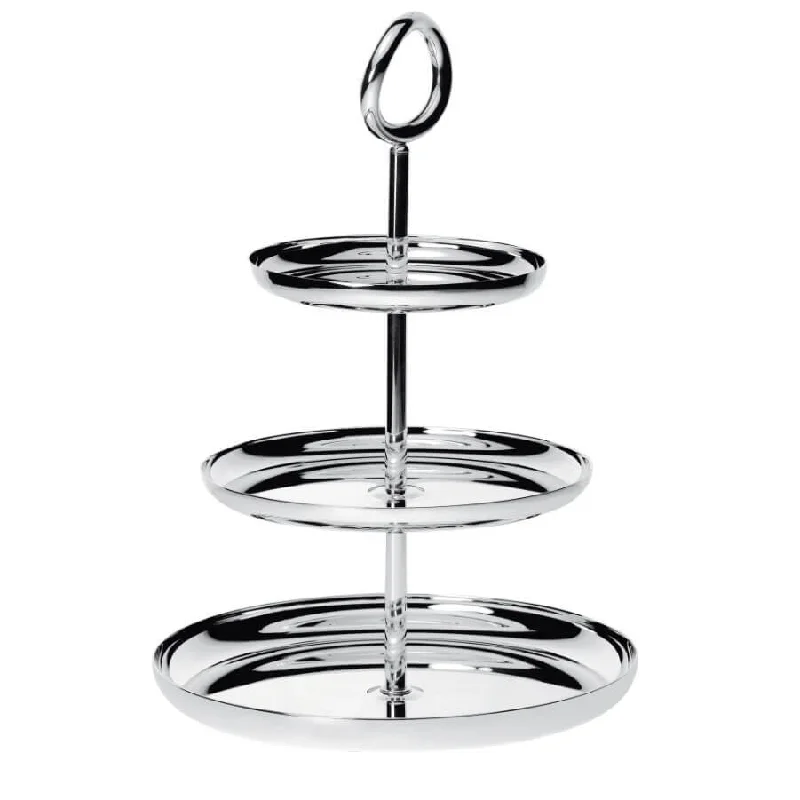 luxury porcelain plates for hosting guests-Vertigo Silver-Plated 3-Tier Pastry Stand