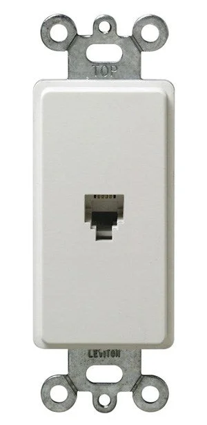 chic dinnerware for hosting intimate dinners-Leviton R92-40649-W White 1-Gang Decora Phone Jack