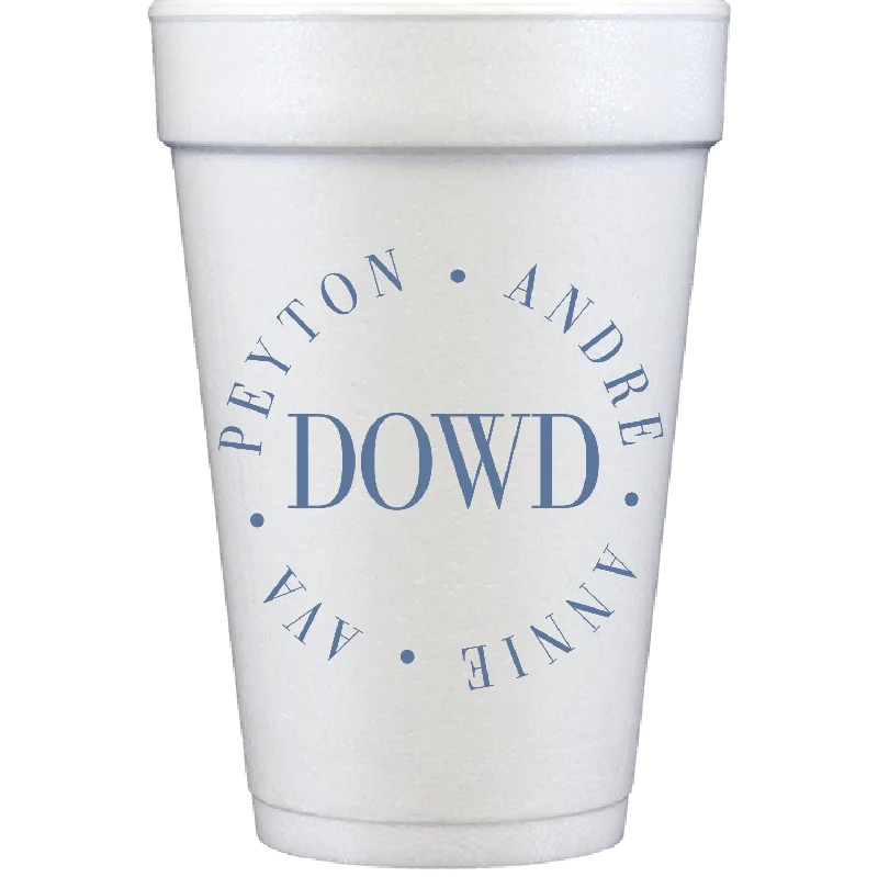 eco-friendly travel mugs for daily use-traditional name circle | styrofoam cups