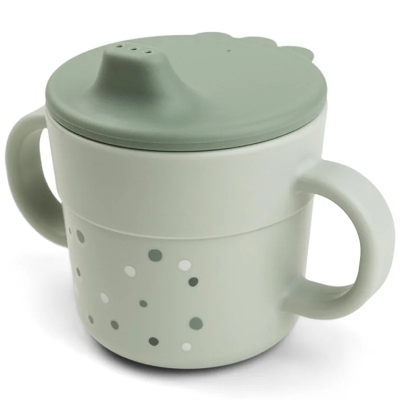 high-quality ceramic travel mugs for daily use-Done by Deer Foodie Spout Cup Happy Dots Green