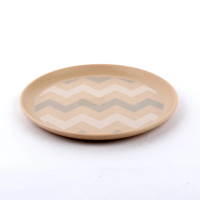 luxury dinnerware set for upscale events-Plastic Dish (Bamboo Fiber/Not Microwave/Dishwasher-Safe/Chevron/d.14cm)