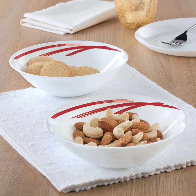 premium dinnerware for family-style dinners-Larah by Borosil Red Stella Multipurpose Bowl