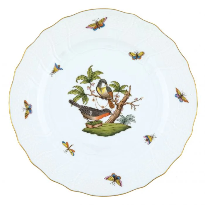 rustic dinner plates for countryside meals-Herend Rothschild Bird Dinner Plate - #2