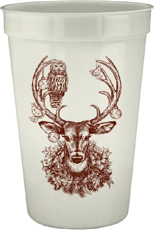 personalized travel mugs for morning coffee-Christmas Deer 16oz Pearlized Cups