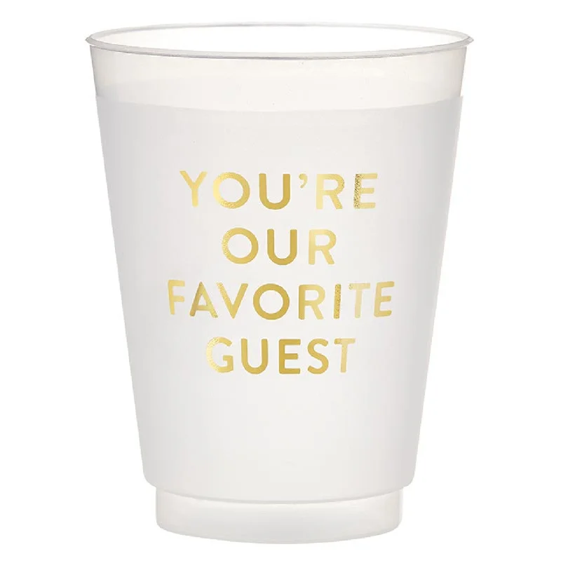 personalized travel mugs with fun designs-Party Cups - Frosted - Favorite Guest - Gold Foil