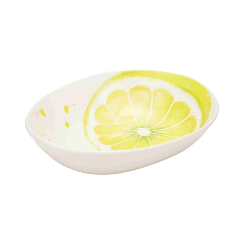 premium dinnerware for upscale parties-Ceramiche Fabbro Lemons Oval Dinner Bowl 24cm