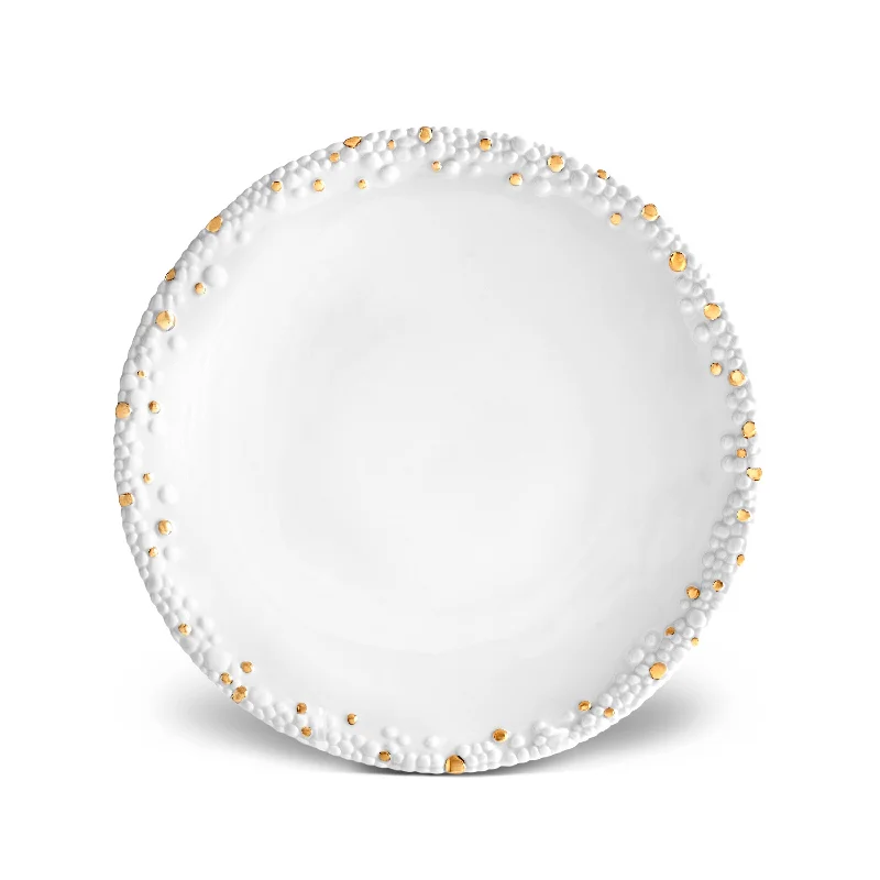 eco-friendly plates for special occasions-Haas Mojave Dinner Plate - White + Gold