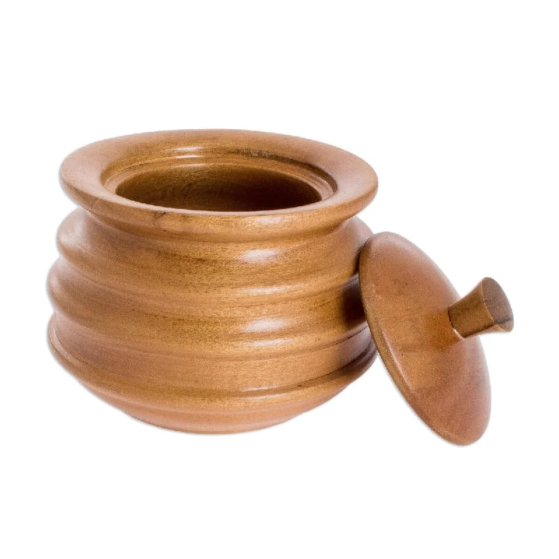 bamboo dinnerware for eco-friendly dining-Novica Handmade Sweet And Natural Teak Wood Sugar Bowl