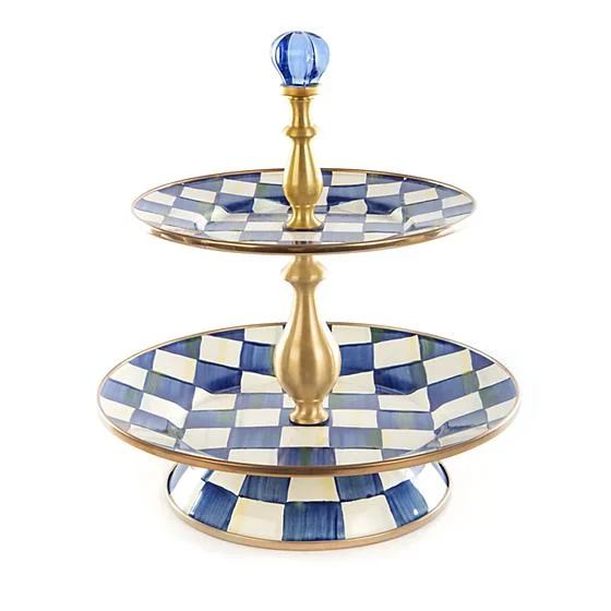 elegant dinnerware for wedding receptions-Royal Check Two Tier Sweet Stand