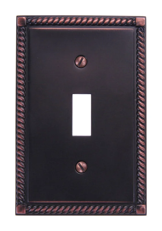 high-end dinnerware for elegant meals-Amerelle  Georgian  Aged Bronze  Bronze  1 gang Die-Cast Metal  Toggle  Wall Plate  1 pk