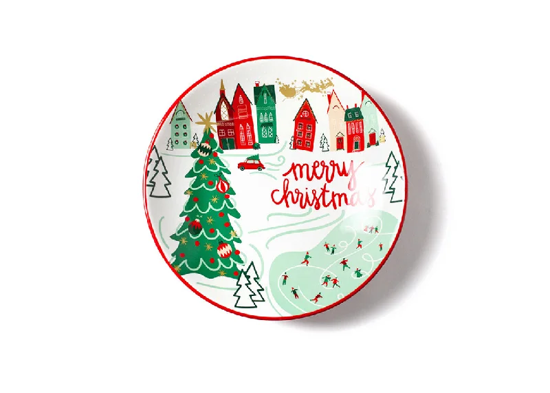 luxury dinner plates for upscale restaurant settings-Christmas in the Village Town Small Pasta Bowl