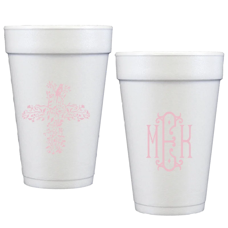 large coffee mugs for tea drinkers-birds cross / baby girl | styrofoam cups