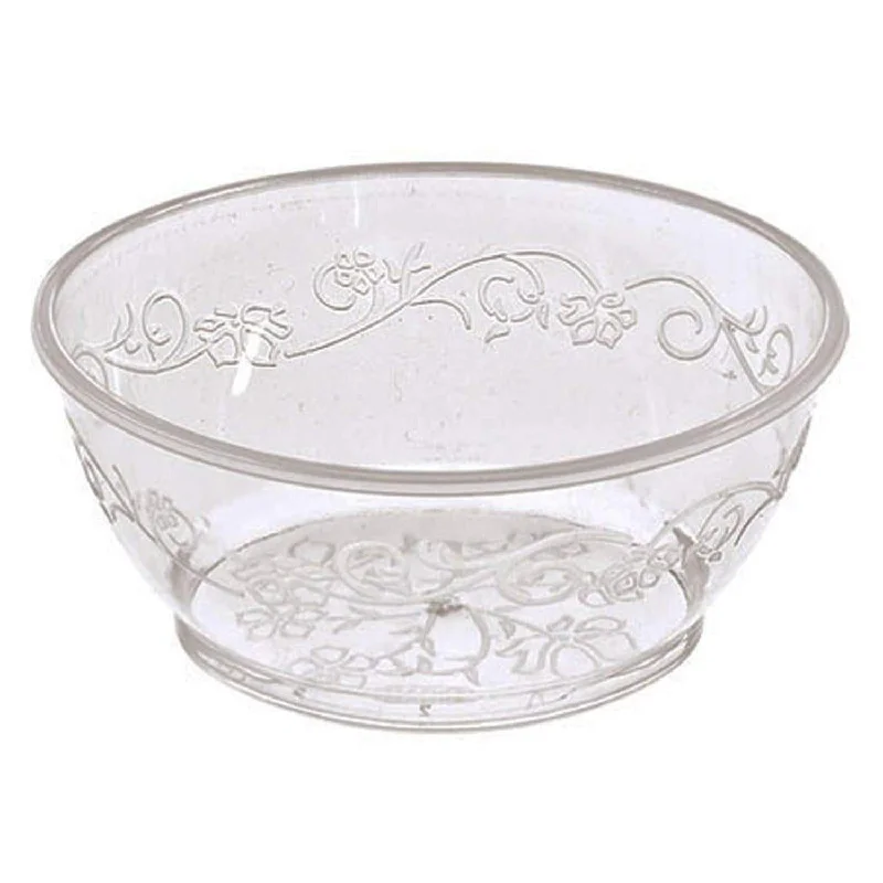 chic dinnerware for hosting intimate dinners-BULK Hanna K. Signature D'Vine Heavy Weight Plastic Bowl Clear 6 oz