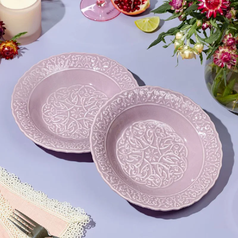 modern dinner plates for contemporary dining-Eloise Embossed Soup/Pasta Plate