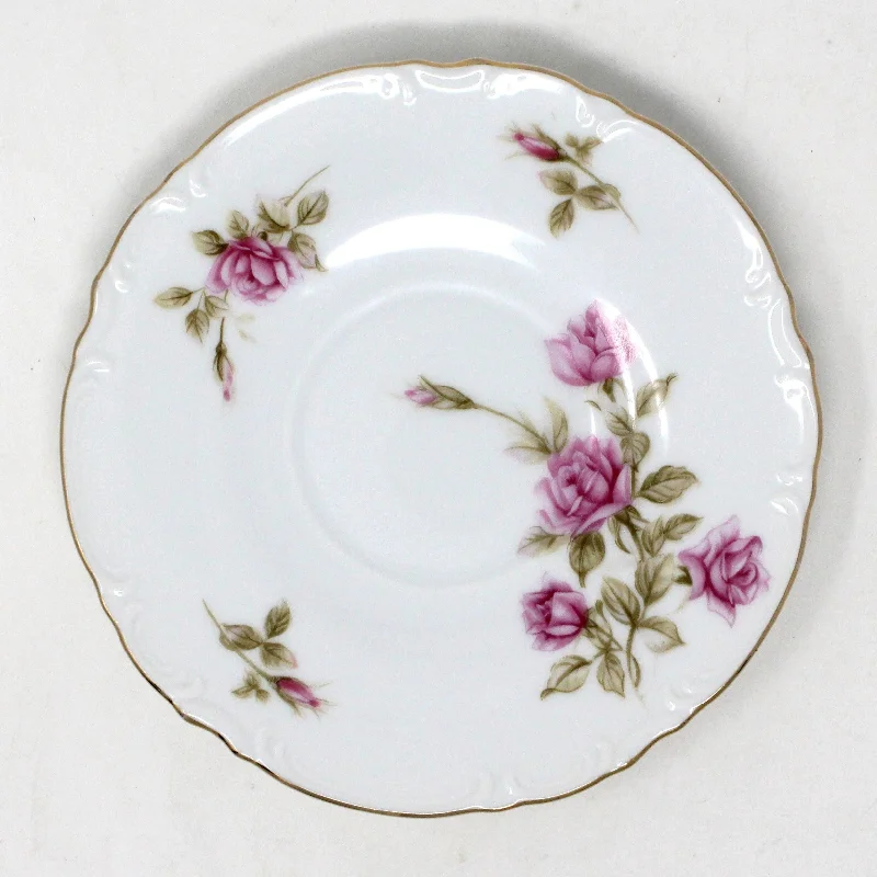 porcelain dinner plates for upscale dining-Saucer, Mikasa, Rosetta, Pink Roses, Vintage Japan