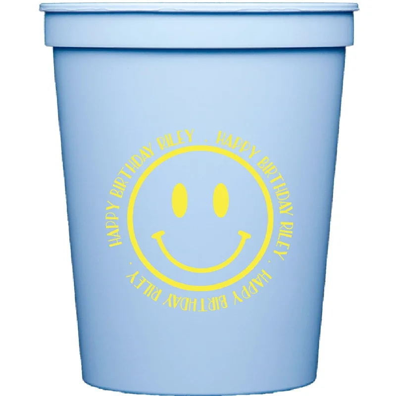 eco-friendly travel mugs for coffee lovers-smiley face | stadium cups