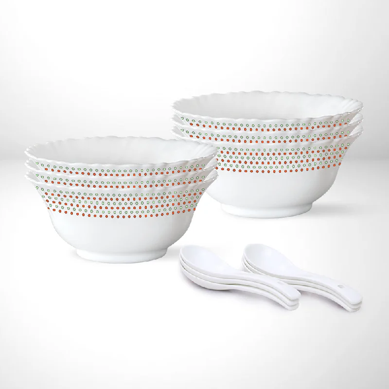 modern dinner plates for large family dinners-Larah by Borosil Waltz Soup Bowl w Spoon