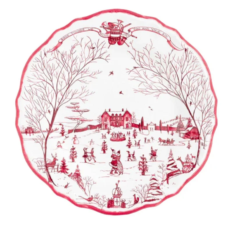 eco-conscious dinnerware for everyday use-Juliska Winter Frolic Dinner Plate S/4 - Melamine