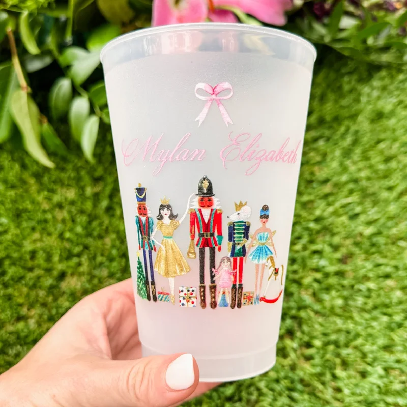 custom mugs with photo for special events-Full Color Bow Nutcracker Shatterproof Cups