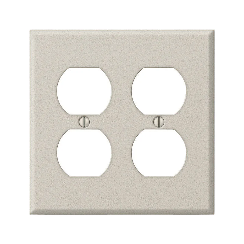 modern porcelain dinnerware for family dinners-Amerelle Contractor Metallic 2 gang Stamped Steel Duplex Outlet Wall Plate 1 pk