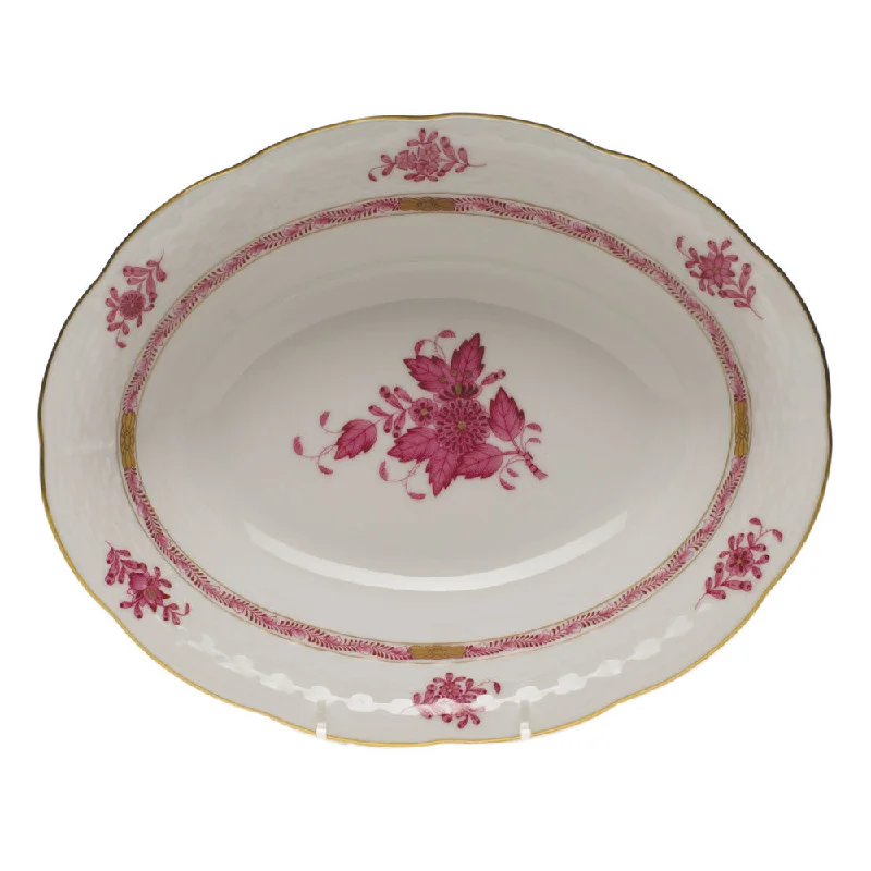 high-end dinner plates for upscale events-Chinese Bouquet Oval Vegetable Dish