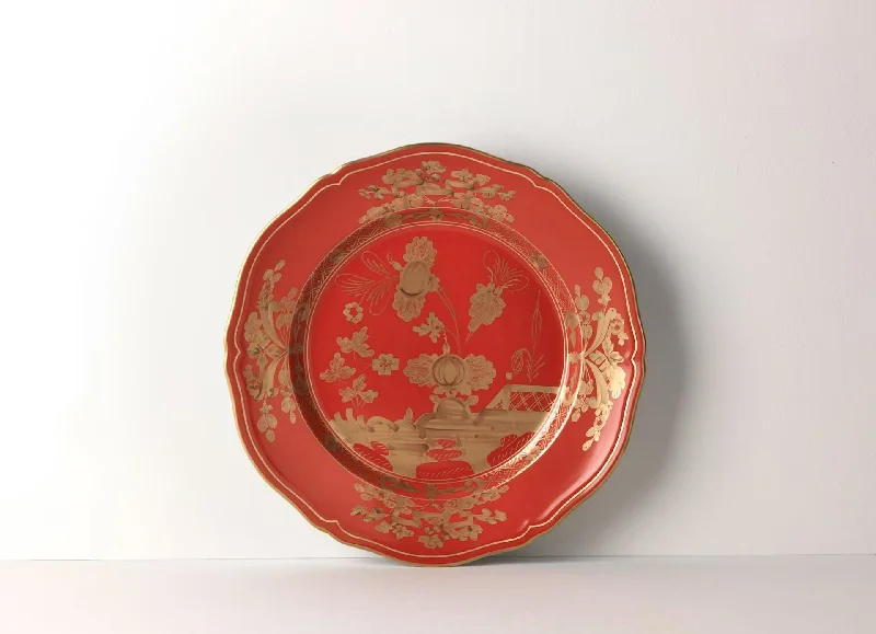 eco-friendly disposable plates for family gatherings-Ginori Oriente Italiano Flat Dinner Plate - Rubrum