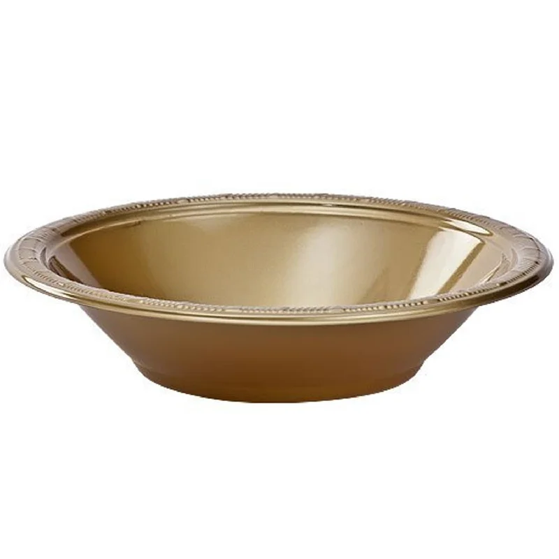 unbreakable dinnerware for kids’ parties-Hanna K. Signature Plastic Bowl Gold 15 oz