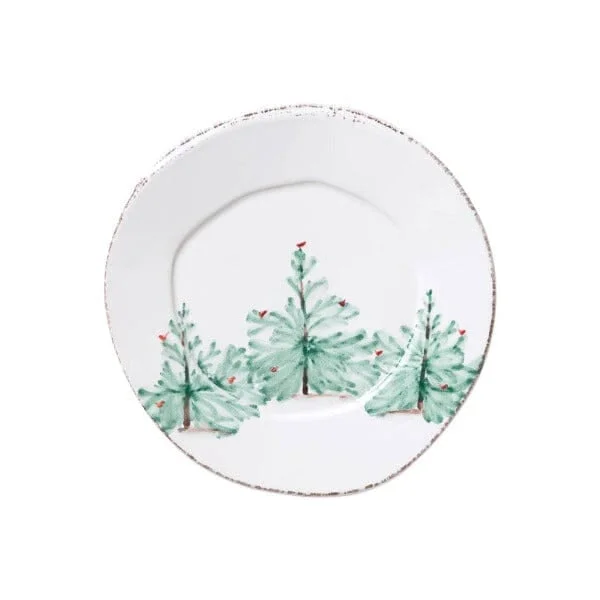 eco-friendly plates for casual meals and picnics-Vietri Lastra Holiday Salad Plate - Melamine