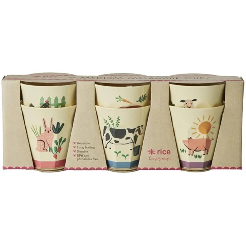 personalized coffee mugs for special events-RICE Farm Totable Medium Melamine Cup 6-pack