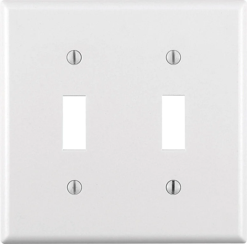 dinner plates with contemporary patterns-Leviton White 2 gang Thermoset Plastic Toggle Wall Plate 1 pk