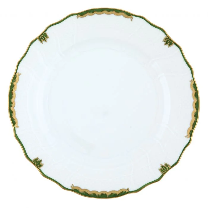 stylish dinner plates with unique color patterns-Herend Princess Victoria Dinner Plate - Dark Green