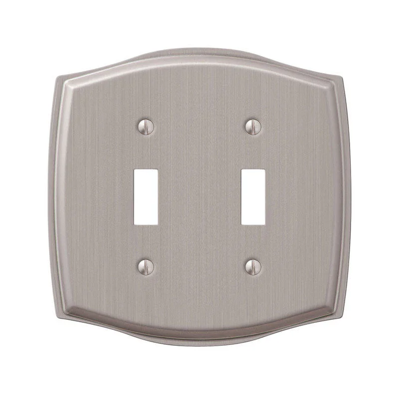 dinnerware set with matching accessories and decor-Amerelle  Sonoma  Brushed Nickel  2 gang Stamped Steel  Toggle  Wall Plate  1 pk