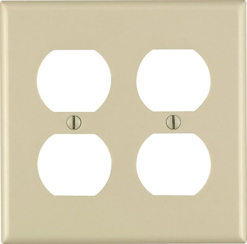 eco-friendly bamboo dinnerware for family meals-Leviton Ivory 2 gang Plastic Duplex Outlet Wall Plate 1 pk (Pack of 25)