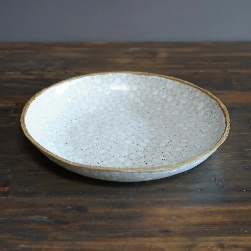 bamboo plates for casual dining and parties-Dots White Deep Plate #LK805B