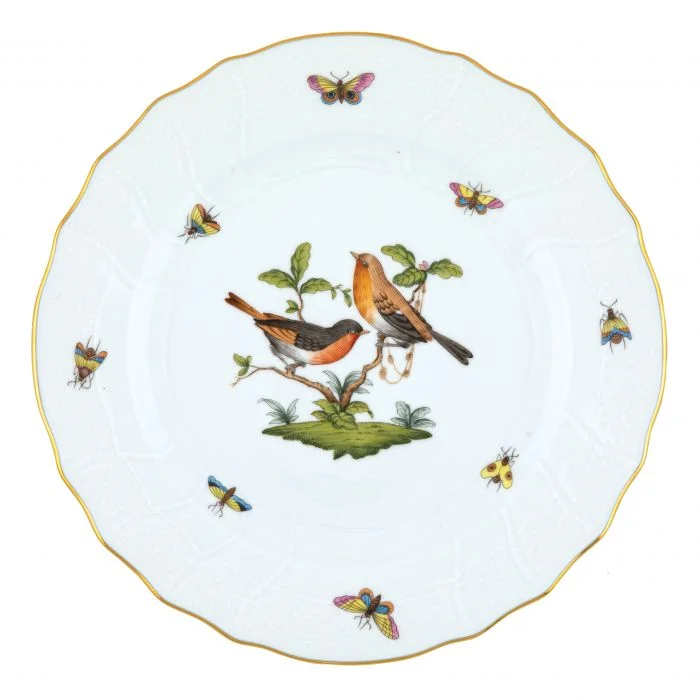 eco-friendly bamboo dinnerware for family meals-Herend Rothschild Bird Dinner Plate - #9