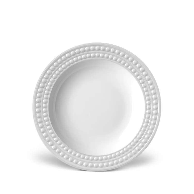 elegant dinner plates with floral designs-Perlée Soup Plate