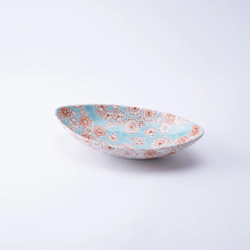 casual dinnerware for everyday meals-Flower Shower Kutani Oval Bowl