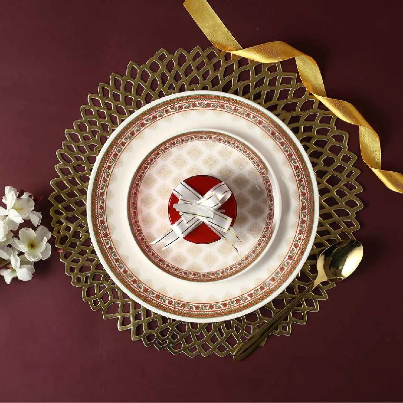 luxury dinnerware with gold accents-Venice Dinner Plate - Royal Red (Set of 6)