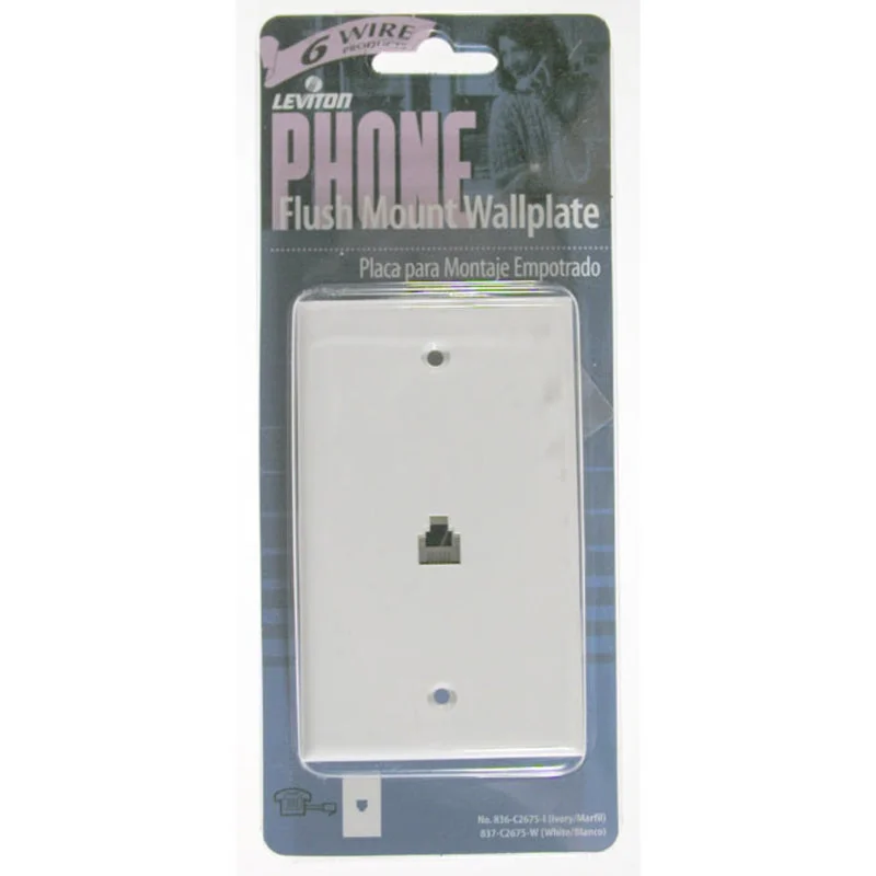 premium dinnerware for hosting business events-Leviton White 1 gang Nylon Telephone Wall Plate 1 pk