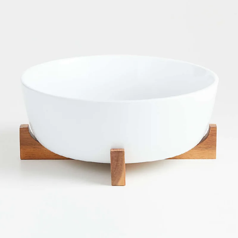 high-end dinner plates for formal occasions-Oven to Table Large Serving Bowl with Wood Stand