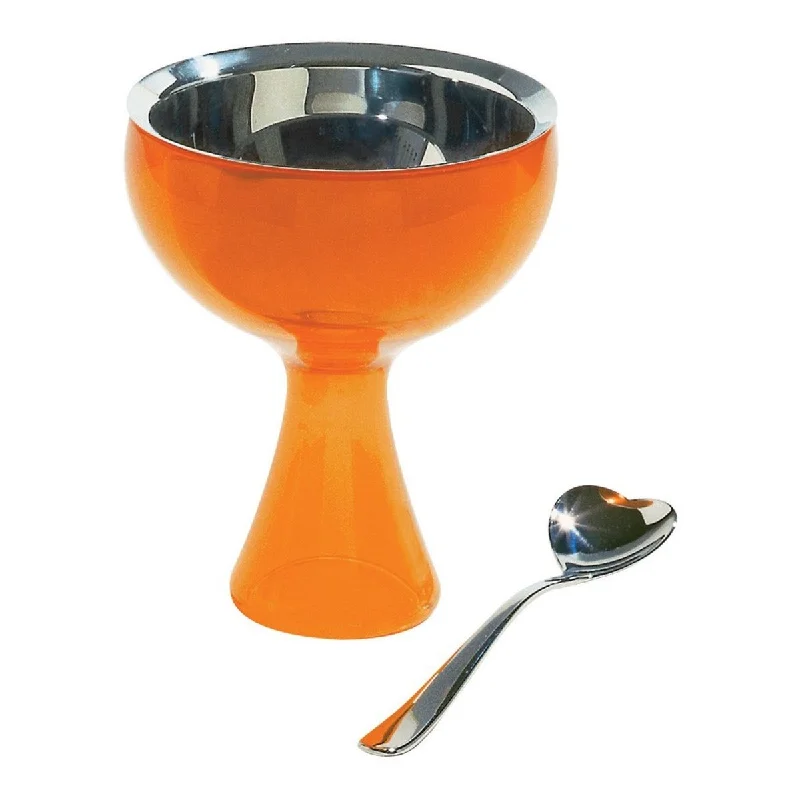 stackable dinnerware for small kitchens-Alessi Big Love Bowl & Spoon Orange