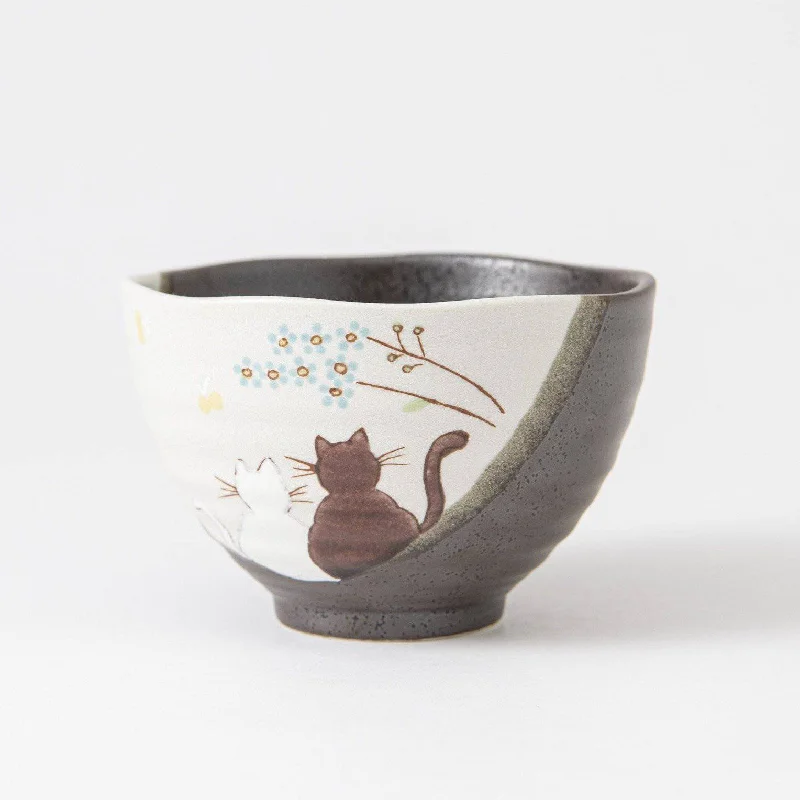 reusable dinnerware set for picnics-Atelier Yu Cats In Sunny Spot Kutani Japanese Rice Bowl