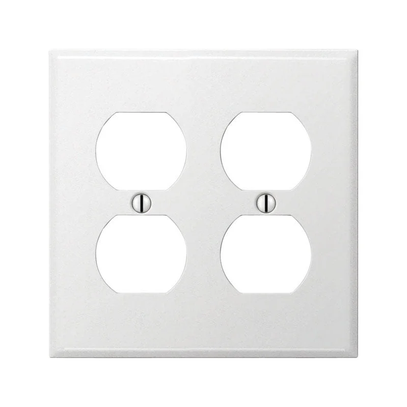 eco-friendly dinnerware for family dinners-Amerelle Pro Smooth White 2 gang Stamped Steel Duplex Wall Plate 1 pk